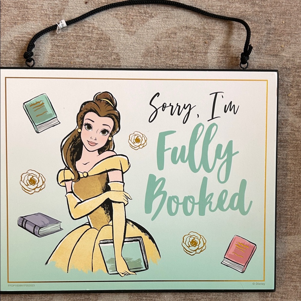 Disney beauty and the beast book nook sign Belle